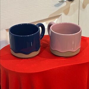 Room Essentials Navy Blue and Dusty Pink Ceramic Mug Duo